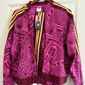 adidas Women's Pink and Burgundy Patterned Jacket with matching pants.